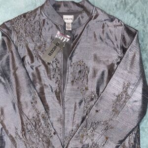 CHICO’S dressy decorated lightweight jacket, sz. 2 measurements in photos $70